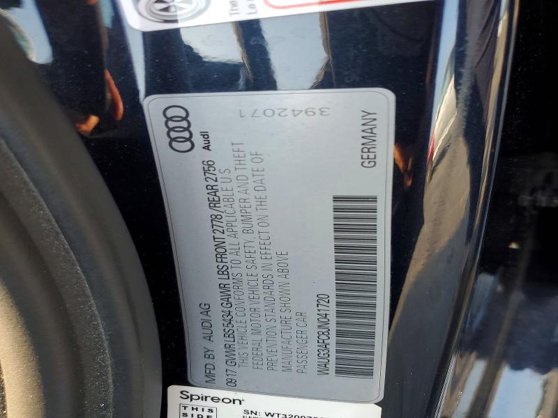2018 Audi A6 მანქანა იყიდება აუქციონზე, vin: WAUG3AFC8JN041720, აუქციონის ნომერი: 62501146