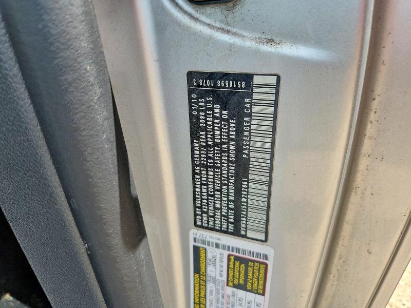 59339296 :رقم المزاد ، WVWBB7AJ5AW262601 vin ، 2010 Volkswagen Golf مزاد بيع