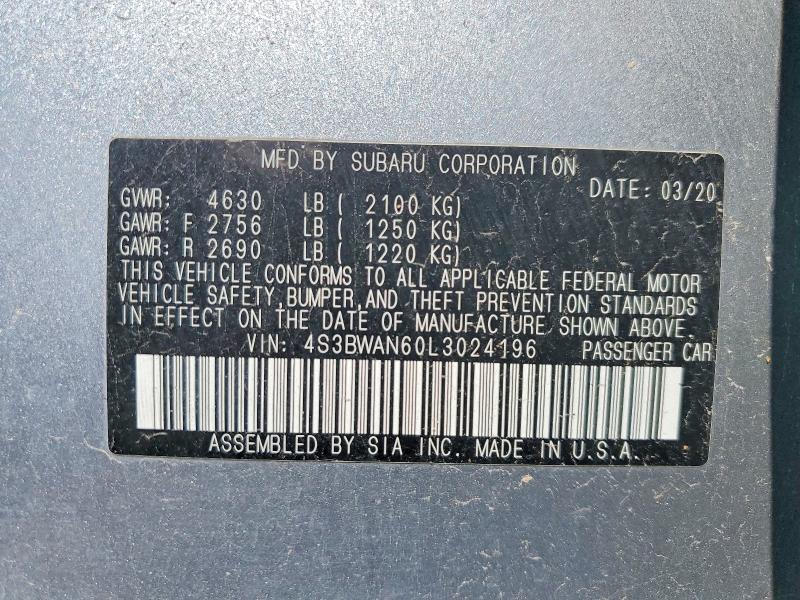 Продаж на аукціоні авто 2020 Subaru Legacy, vin: 4S3BWAN60L3024196, номер лоту: 61088336