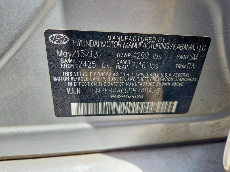 Продажа на аукционе авто 2013 Hyundai Sonata, vin: 5NPEB4AC9DH748433, номер лота: 60395246