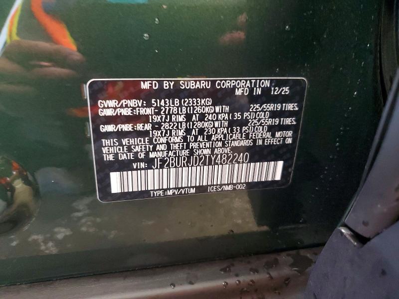 Aukcja sprzedaży 2026 Subaru Outback, vin: JF2BURJD2TY482240, numer aukcji: 62958866
