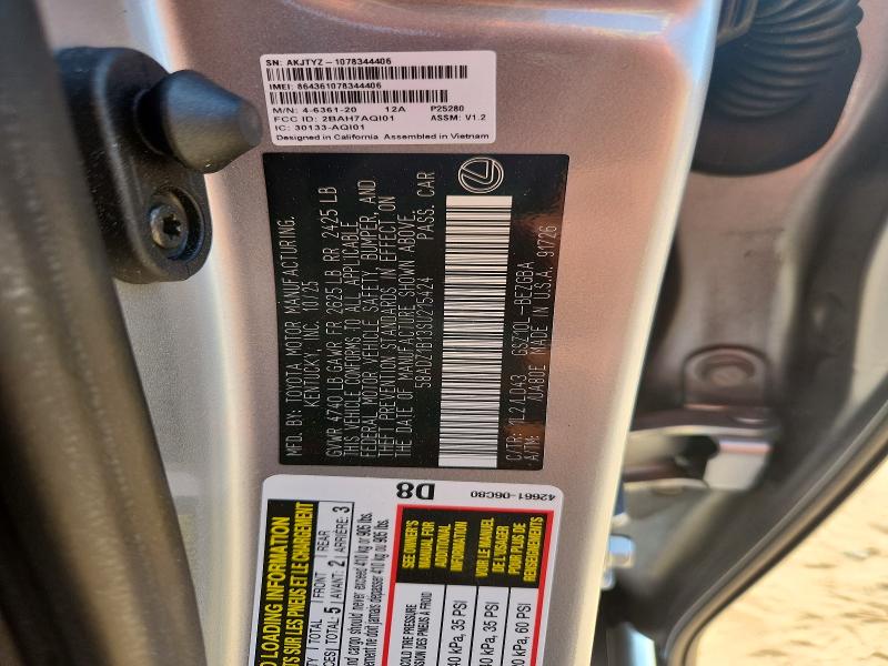 Aukcja sprzedaży 2025 Lexus Es 350, vin: 58ADZ1B13SU215424, numer aukcji: 85620335