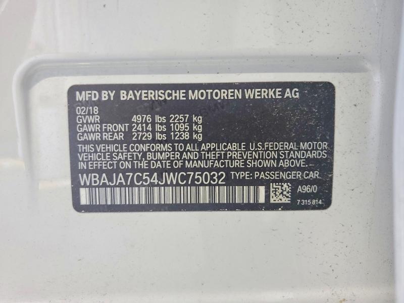 Продаж на аукціоні авто 2018 Bmw 530, vin: WBAJA7C54JWC75032, номер лоту: 61199976