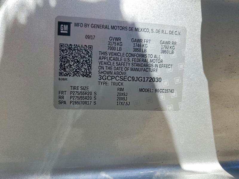 Продаж на аукціоні авто 2018 Chevrolet Silverado, vin: 3GCPCSEC9JG172030, номер лоту: 60699266