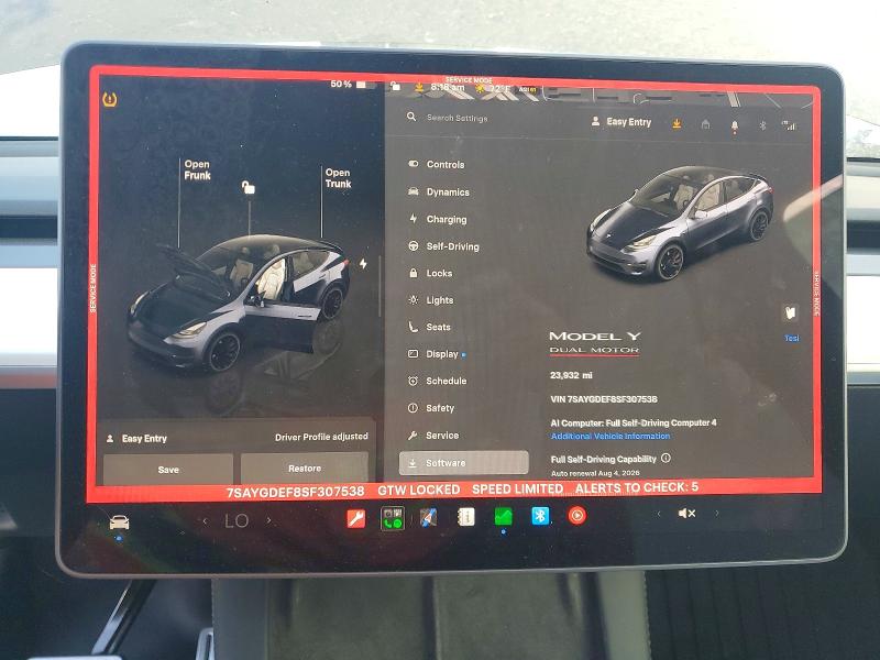 Aukcja sprzedaży 2025 Tesla Model Y, vin: 7SAYGDEF8SF307538, numer aukcji: 61692926