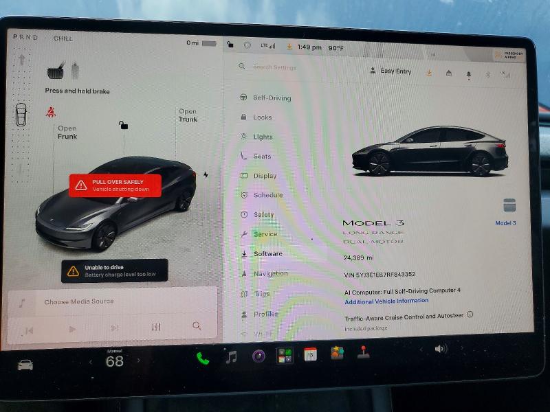 2024 Tesla Model 3 მანქანა იყიდება აუქციონზე, vin: 5YJ3E1EB7RF843352, აუქციონის ნომერი: 59695976