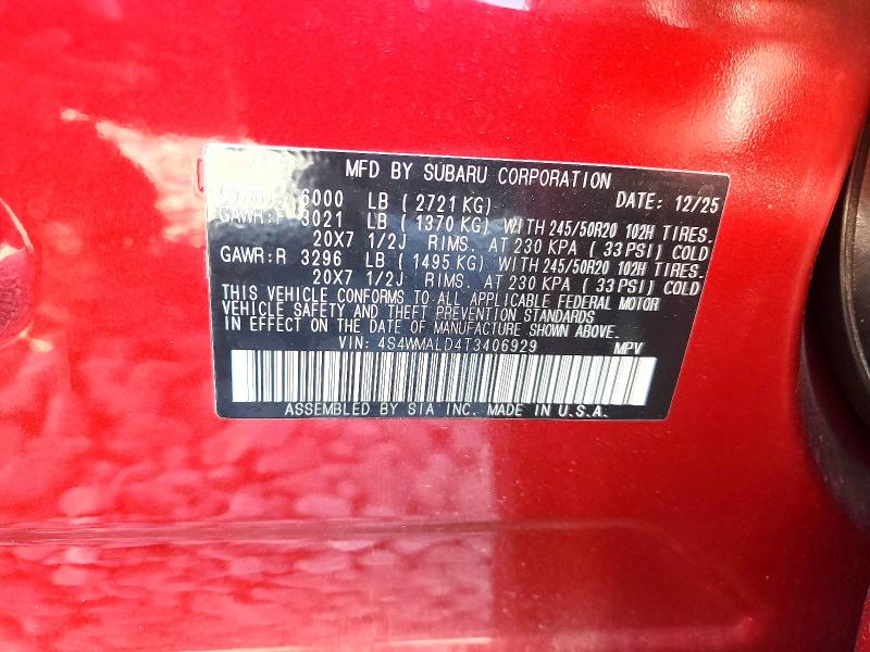 Продажа на аукционе авто 2026 Subaru Ascent, vin: 4S4WMALD4T3406929, номер лота: 60492936