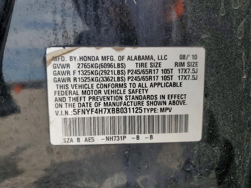 Продаж на аукціоні авто 2011 Honda Pilot, vin: 5FNYF4H7XBB031125, номер лоту: 61532196