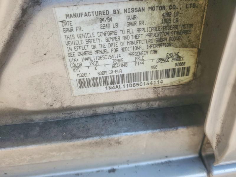 2005 Nissan Altima მანქანა იყიდება აუქციონზე, vin: 1N4AL11D65C154114, აუქციონის ნომერი: 59785996