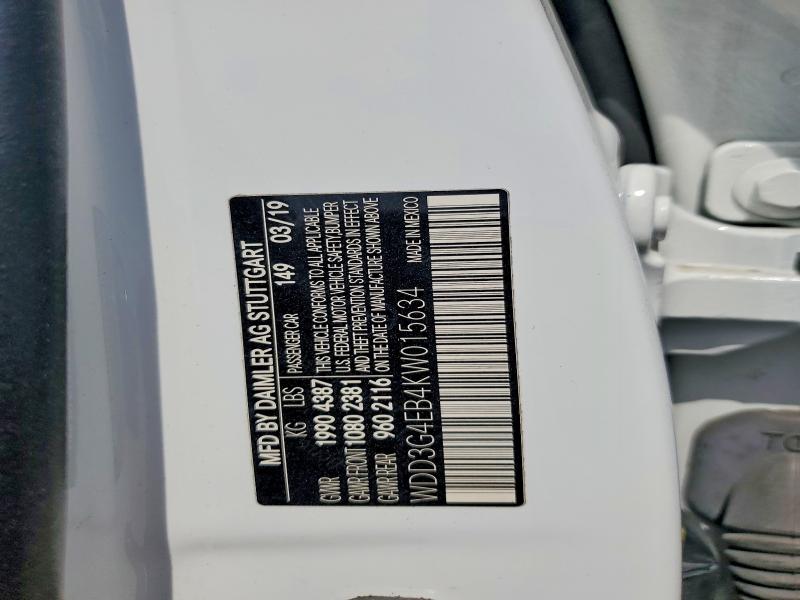 2019 Mercedes-benz A მანქანა იყიდება აუქციონზე, vin: WDD3G4EB4KW015634, აუქციონის ნომერი: 63195256
