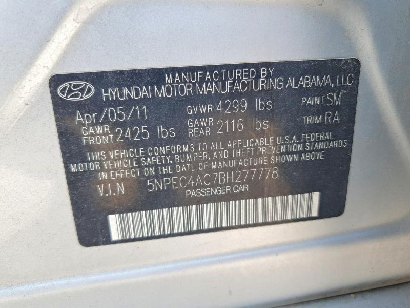 61735226 :رقم المزاد ، 5NPEC4AC7BH277778 vin ، 2011 Hyundai Sonata مزاد بيع