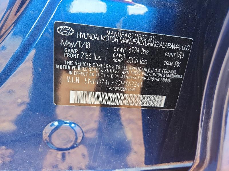 2018 Hyundai Elantra მანქანა იყიდება აუქციონზე, vin: 5NPD74LF9JH362241, აუქციონის ნომერი: 61636446