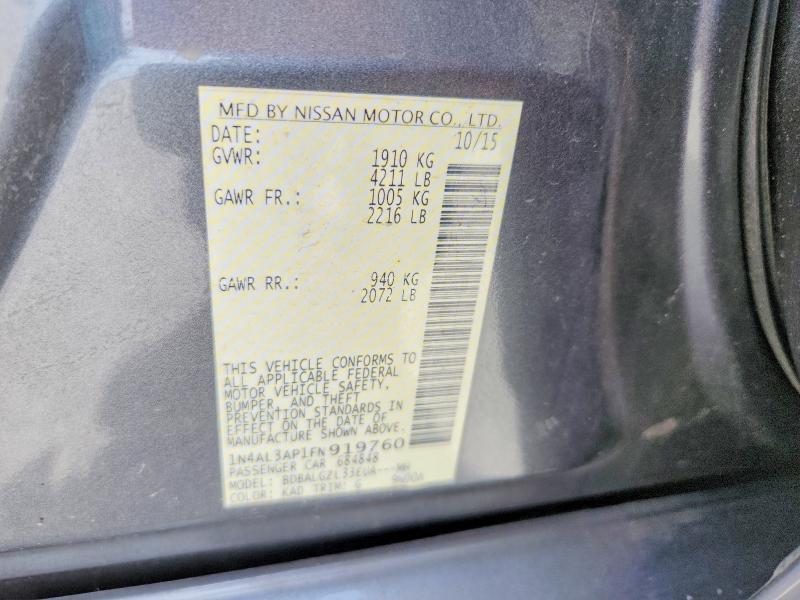 2015 Nissan Altima მანქანა იყიდება აუქციონზე, vin: 1N4AL3AP1FN919760, აუქციონის ნომერი: 58749636