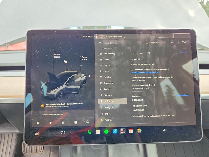 Продаж на аукціоні авто 2023 Tesla Model 3, vin: 5YJ3E1EA5PF676297, номер лоту: 62636496