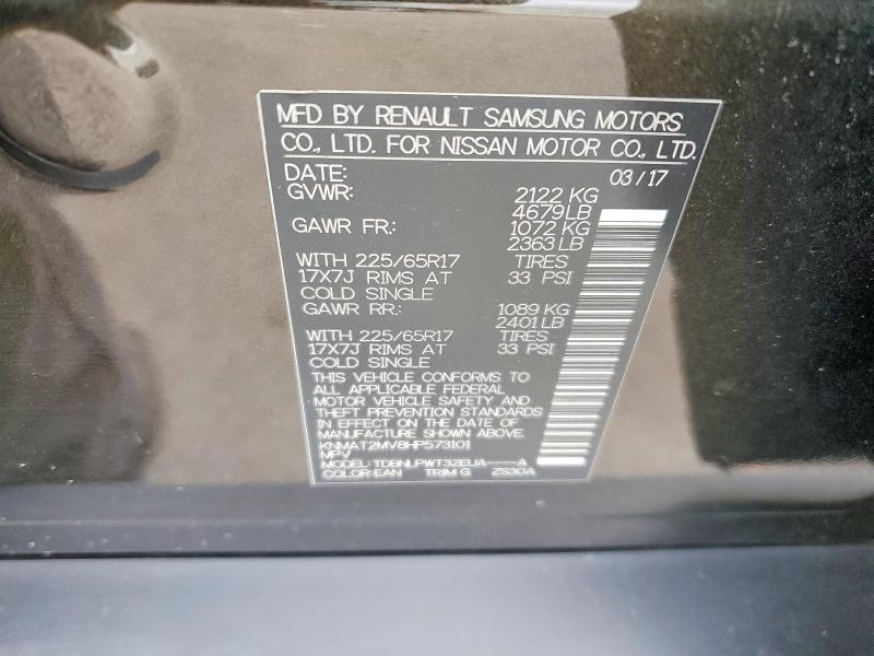 60024626 :رقم المزاد ، KNMAT2MV8HP573101 vin ، 2017 Nissan Rogue مزاد بيع