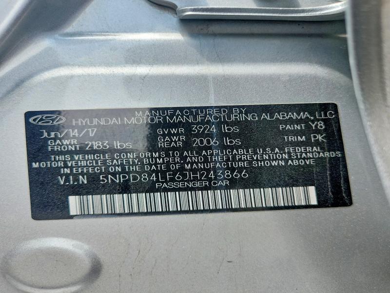 Продаж на аукціоні авто 2018 Hyundai Elantra, vin: 5NPD84LF6JH243866, номер лоту: 63103196