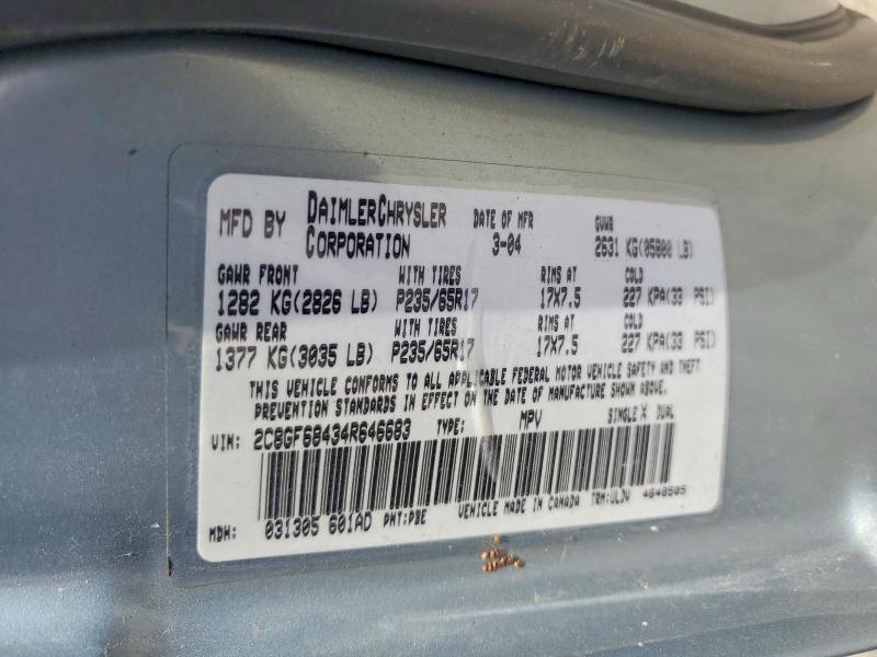 Aukcja sprzedaży 2004 Chrysler Pacifica, vin: 2C8GF68434R646683, numer aukcji: 60211356