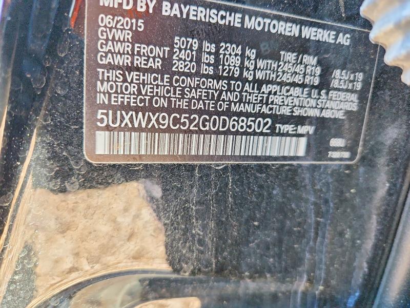 61108816 :رقم المزاد ، 5UXWX9C52G0D68502 vin ، 2016 Bmw X3 مزاد بيع