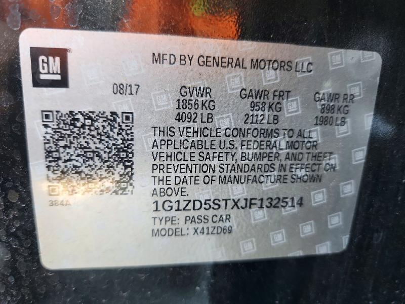 60552366 :رقم المزاد ، 1G1ZD5STXJF132514 vin ، 2018 Chevrolet Malibu مزاد بيع