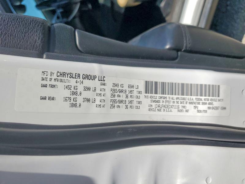 Продаж на аукціоні авто 2014 Jeep Grand Cherokee, vin: 1C4RJFAG3EC471116, номер лоту: 60242476