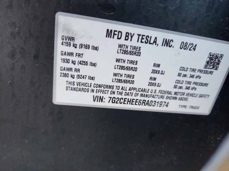 Aukcja sprzedaży 2024 Tesla Cybertruck, vin: 7G2CEHEE6RA031974, numer aukcji: 63380146