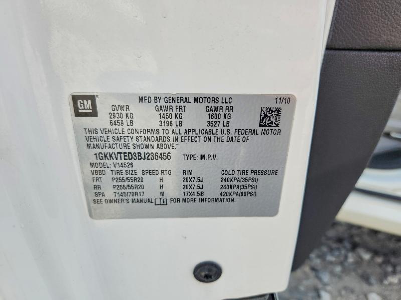2011 Gmc Acadia მანქანა იყიდება აუქციონზე, vin: 1GKKVTED3BJ236456, აუქციონის ნომერი: 58923646