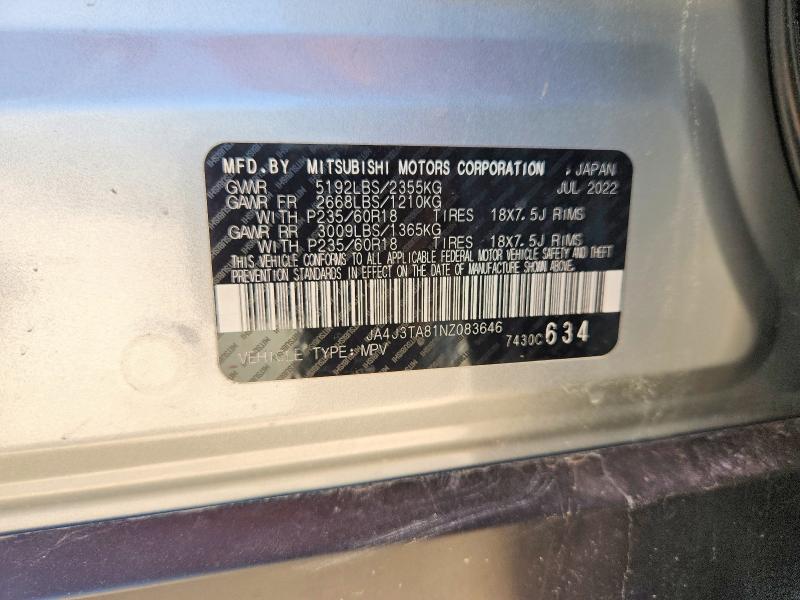 Продажа на аукционе авто 2022 Mitsubishi Outlander, vin: JA4J3TA81NZ083646, номер лота: 61886706
