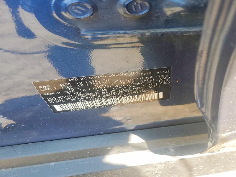 61759106 :رقم المزاد ، 4S4BTACC6N3240652 vin ، 2022 Subaru Outback مزاد بيع