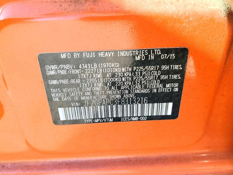 Aukcja sprzedaży 2015 Subaru Xv Crosstrek, vin: JF2GPAPC3F8313216, numer aukcji: 59617776