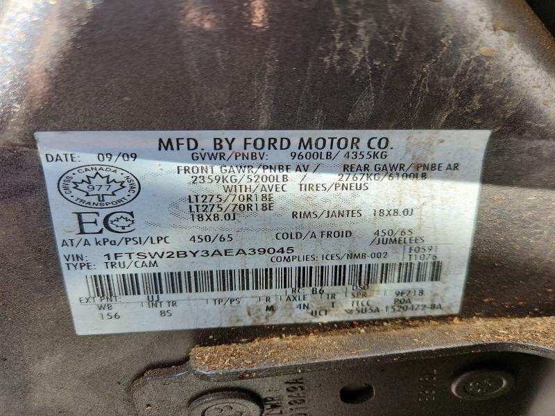 Продажа на аукционе авто 2010 Ford F250, vin: 1FTSW2BY3AEA39045, номер лота: 59741646