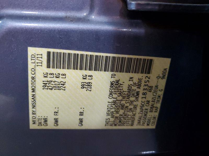 Продажа на аукционе авто 2012 Nissan Altima, vin: 1N4AL2AP6CC183352, номер лота: 62229026