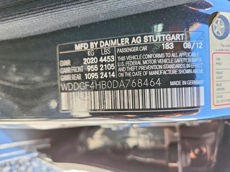 63430986 :رقم المزاد ، WDDGF4HB0DA768464 vin ، 2013 Mercedes-benz C مزاد بيع