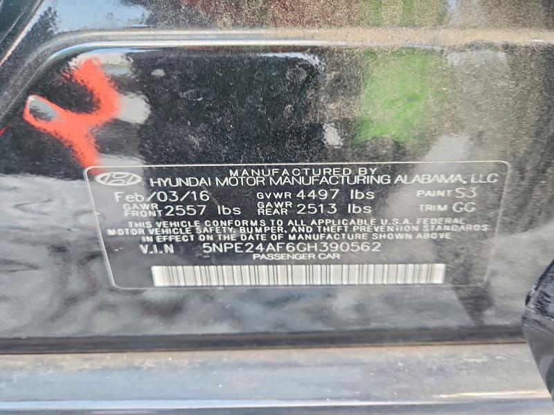 Продажа на аукционе авто 2016 Hyundai Sonata, vin: 5NPE24AF6GH390562, номер лота: 59288686