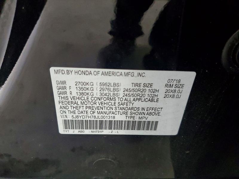 Продаж на аукціоні авто 2018 Acura Mdx, vin: 5J8YD7H78JL001318, номер лоту: 61116426