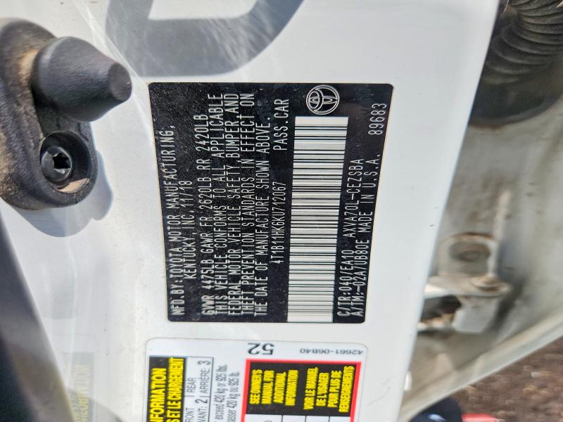2019 Toyota Camry მანქანა იყიდება აუქციონზე, vin: 4T1B11HK6KU712067, აუქციონის ნომერი: 63241356