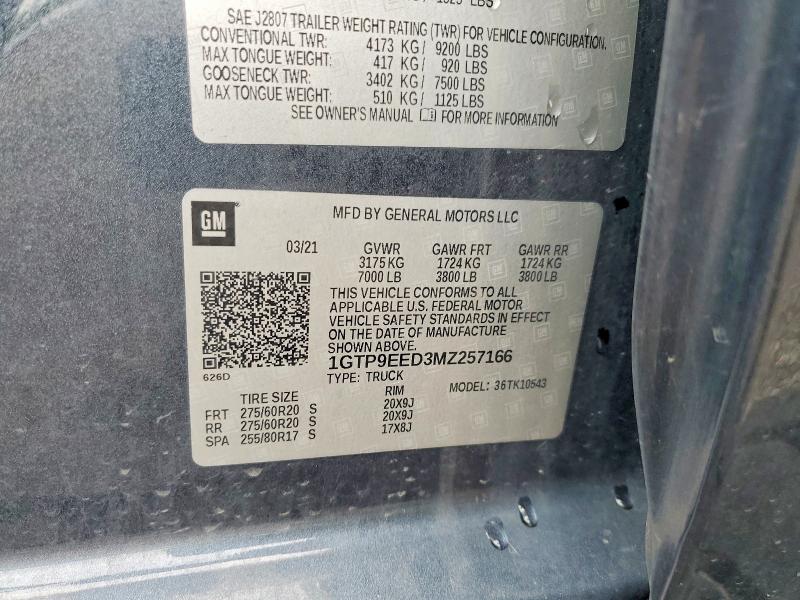61759286 :رقم المزاد ، 1GTP9EED3MZ257166 vin ، 2021 Gmc Sierra مزاد بيع