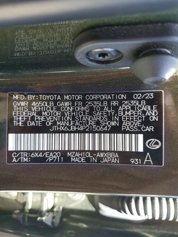 Продажа на аукционе авто 2023 Lexus Ux 250h, vin: JTHX6JBH4P2150647, номер лота: 61377356