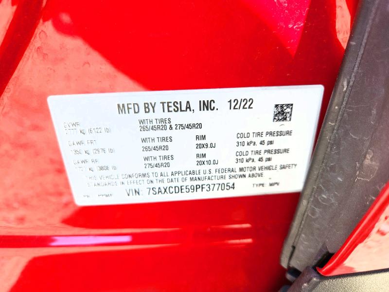 Aukcja sprzedaży 2023 Tesla Model X, vin: 7SAXCDE59PF377054, numer aukcji: 59379476