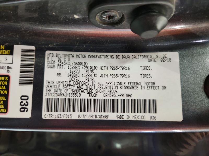 Aukcja sprzedaży 2018 Toyota Tacoma, vin: 3TMCZ5AN9JM135518, numer aukcji: 61101076