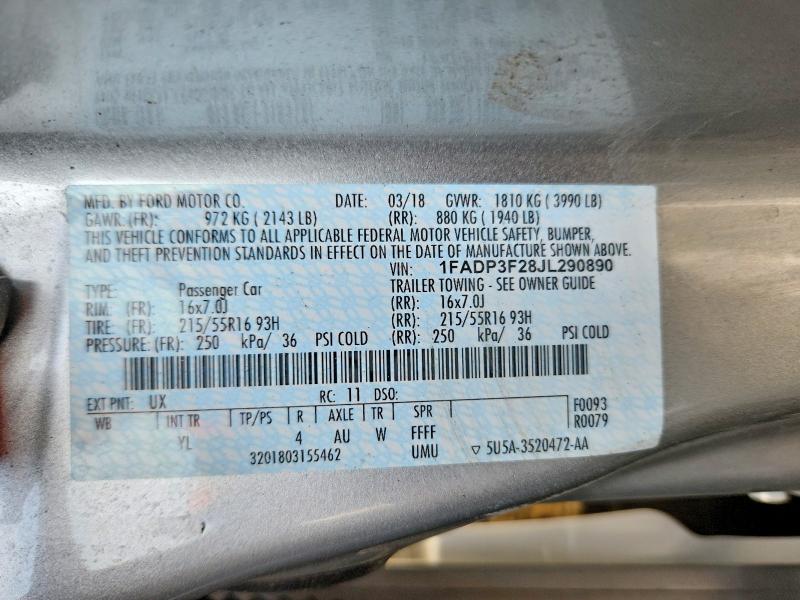 Продажа на аукционе авто 2018 Ford Focus, vin: 1FADP3F28JL290890, номер лота: 60035816