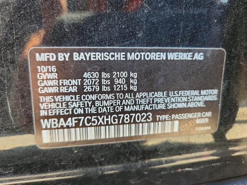 2017 Bmw 430i მანქანა იყიდება აუქციონზე, vin: WBA4F7C5XHG787023, აუქციონის ნომერი: 61374546