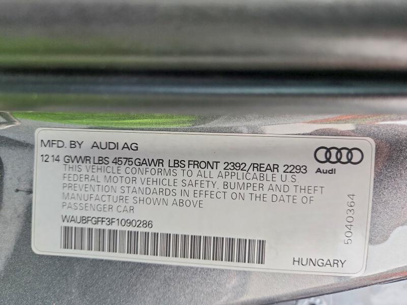 62951776 :رقم المزاد ، WAUBFGFF3F1090286 vin ، 2015 Audi A3 مزاد بيع