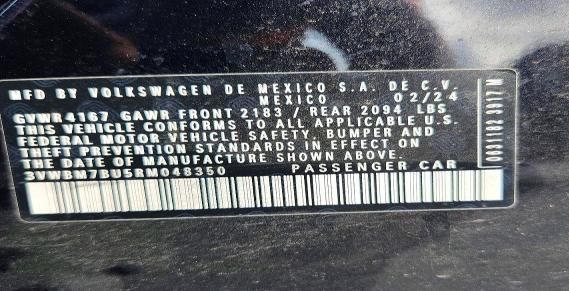 61852656 :رقم المزاد ، 3VWBM7BU5RM048350 vin ، 2024 Volkswagen Jetta مزاد بيع