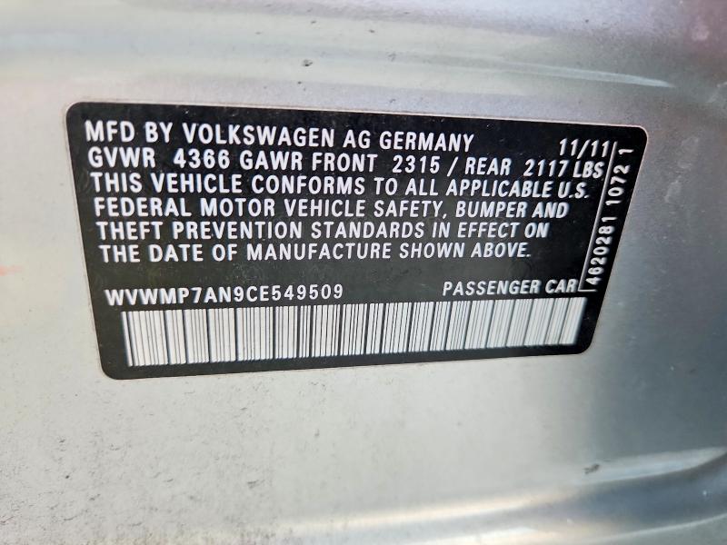 59656526 :رقم المزاد ، WVWMP7AN9CE549509 vin ، 2012 Volkswagen Cc مزاد بيع