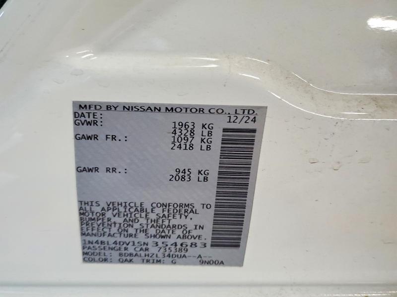 Продаж на аукціоні авто 2025 Nissan Altima, vin: 1N4BL4DV1SN354683, номер лоту: 62714836