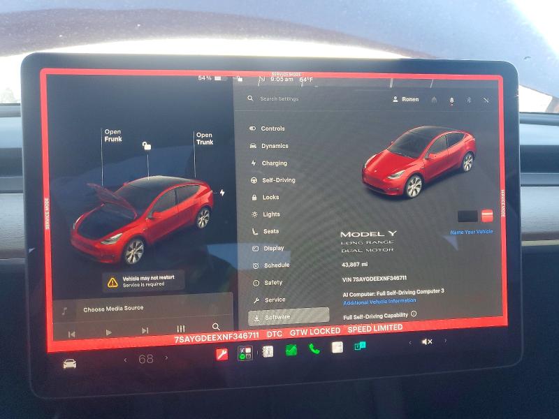 63425526 :رقم المزاد ، 7SAYGDEEXNF346711 vin ، 2022 Tesla Model Y مزاد بيع