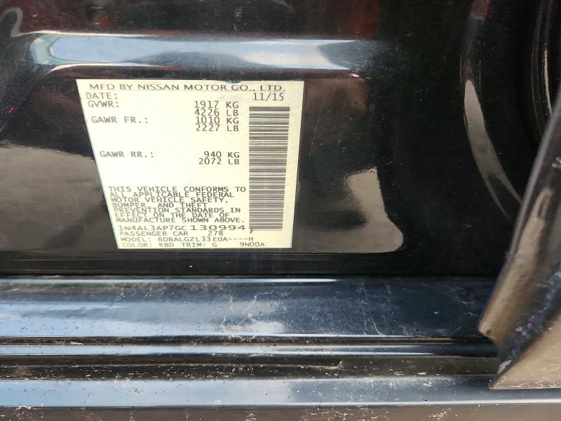 59585496 :رقم المزاد ، 1N4AL3AP7GC130994 vin ، 2016 Nissan Altima مزاد بيع