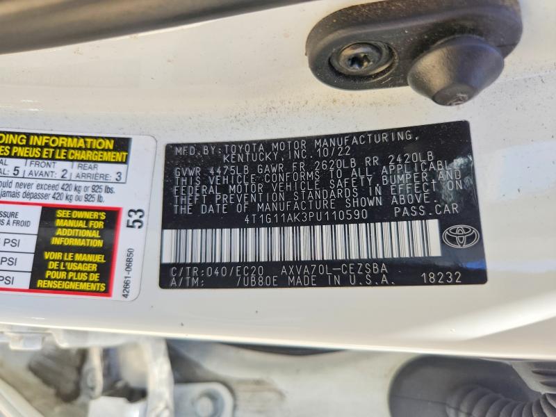 Продаж на аукціоні авто 2023 Toyota Camry, vin: 4T1G11AK3PU110590, номер лоту: 60639626