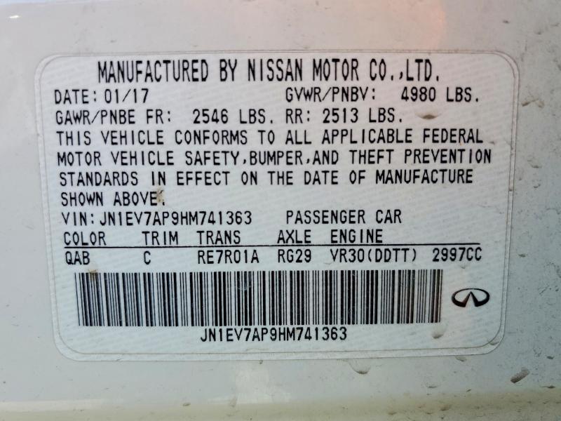 Aukcja sprzedaży 2017 Infiniti Q50, vin: JN1EV7AP9HM741363, numer aukcji: 63203626