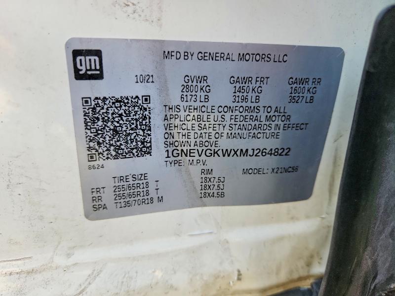 Aukcja sprzedaży 2021 Chevrolet Traverse, vin: 1GNEVGKWXMJ264822, numer aukcji: 61675486